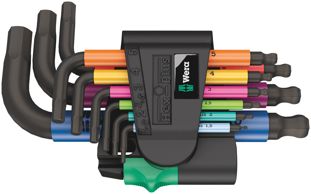 Wera 950/9 Hex-Plus Multicolour 2 L-key set, metric, BlackLaser, 9 pieces