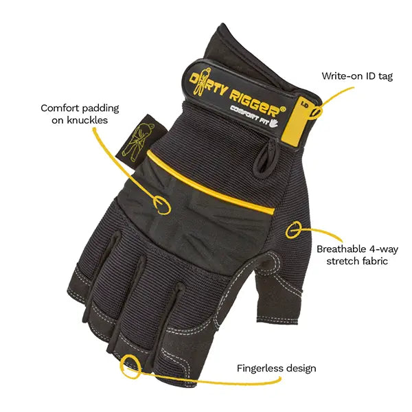 Dirty Rigger - Comfort Fit Fingerless Rigging Gloves