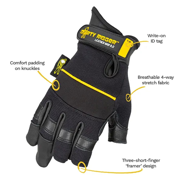Dirty Rigger - Leather Grip™ Heavy Duty Framer Rigger Glove