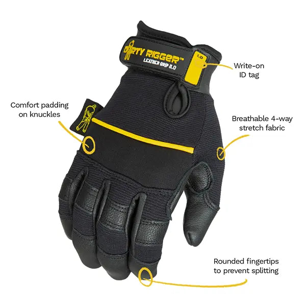 Dirty Rigger - Leather Grip™ Heavy Duty Full Finger Rigger Glove