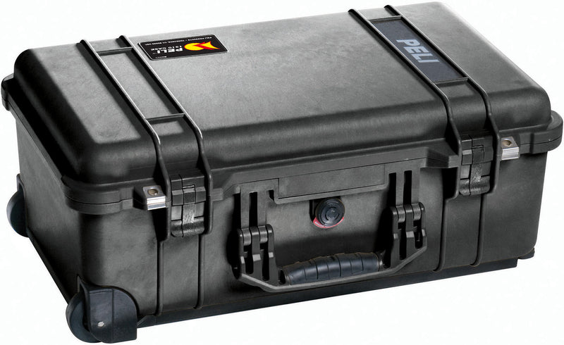 A black PELI 1510 rugged case with a handle and wheels, designed for protecting sensitive equipment in harsh environments.