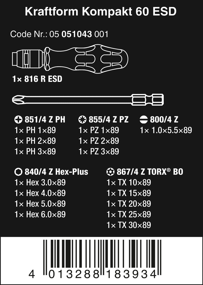 Kraftform Kompakt 60 ESD Screwdriver Set (17pc)