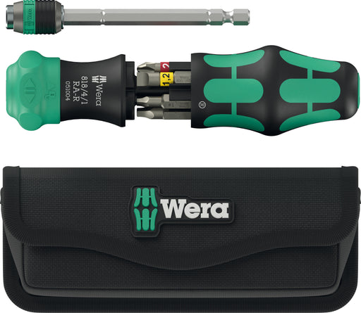 Wera Kraftform Kompakt 26 RA-R screwdriver set with textile pouch and green/black handle