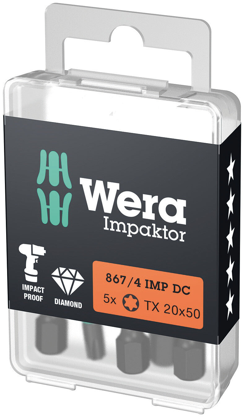 Wera Impaktor 867/4 IMP DC TORX Impact Bits - TX20 (5pc)