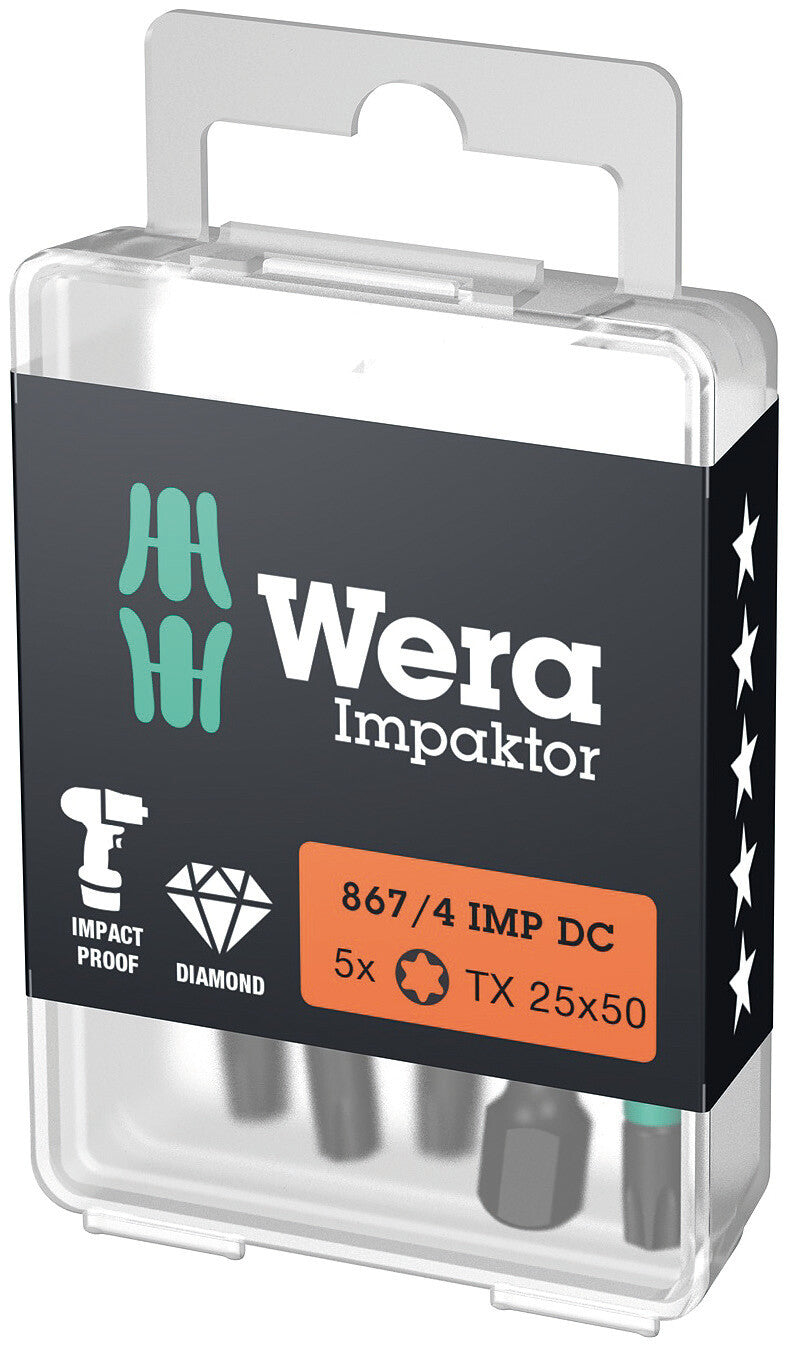 Wera Impaktor 867/4 IMP DC TORX Impact Bits - TX25 (5pc)