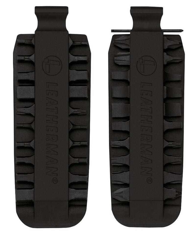 Leatherman bit kit set, black storage sleeve with multiple bit slots