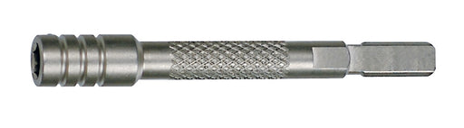 Leatherman bit driver extender, silver finish, textured grip, straight drive tip