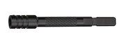 Leatherman bit driver extender, black metal with knurled grip and hex bit end