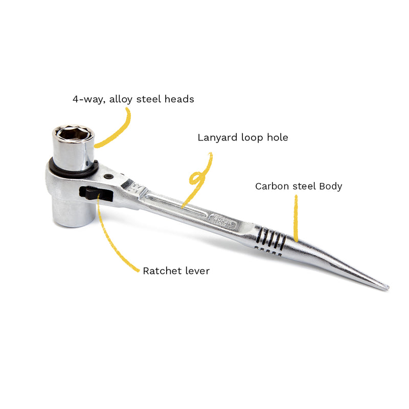 Dirty Rigger 4-in-1 Podger Ratchet Spanner (Metric)