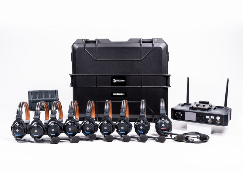 Hollyland Solidcom C1 PRO Full Duplex Wireless Intercom 8 Headsets System with Hub station inc 1 wired headset