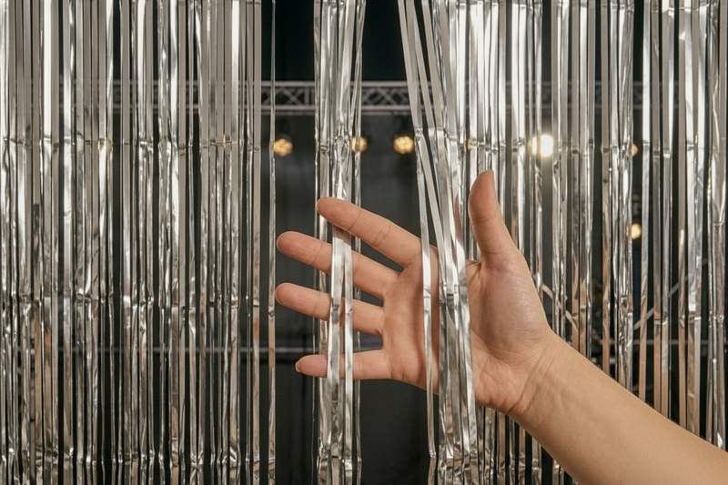 Metallic Slit Drape & Slash Curtain