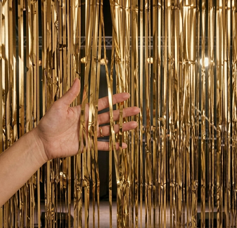 Metallic Slit Drape & Slash Curtain