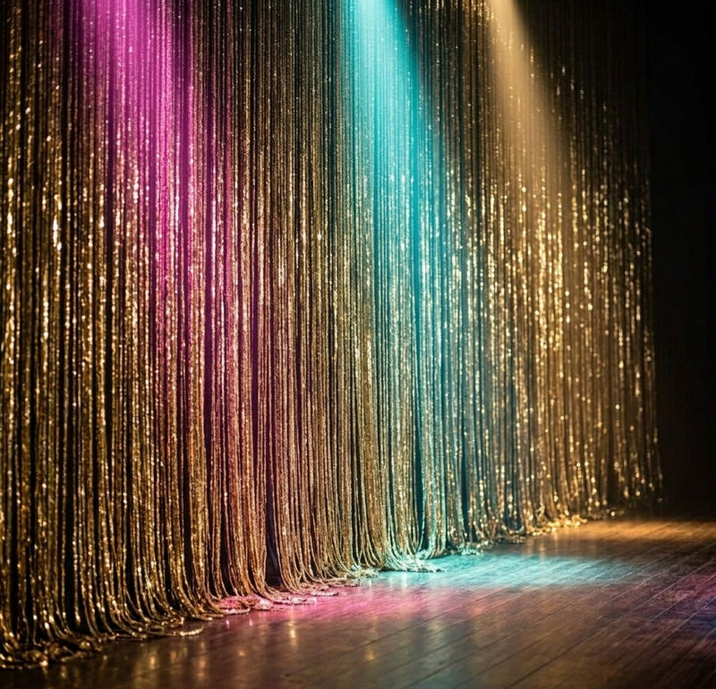 Metallic Slit Drape & Slash Curtain