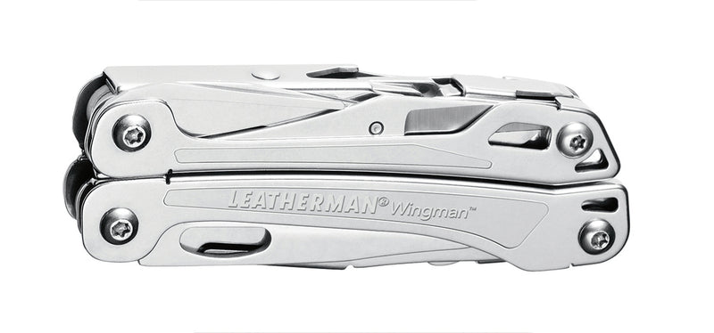 Leatherman Wingman stainless steel multi-tool, closed side view with bit tools