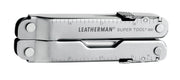 Stainless steel folding multi-tool, closed, with embossed markings