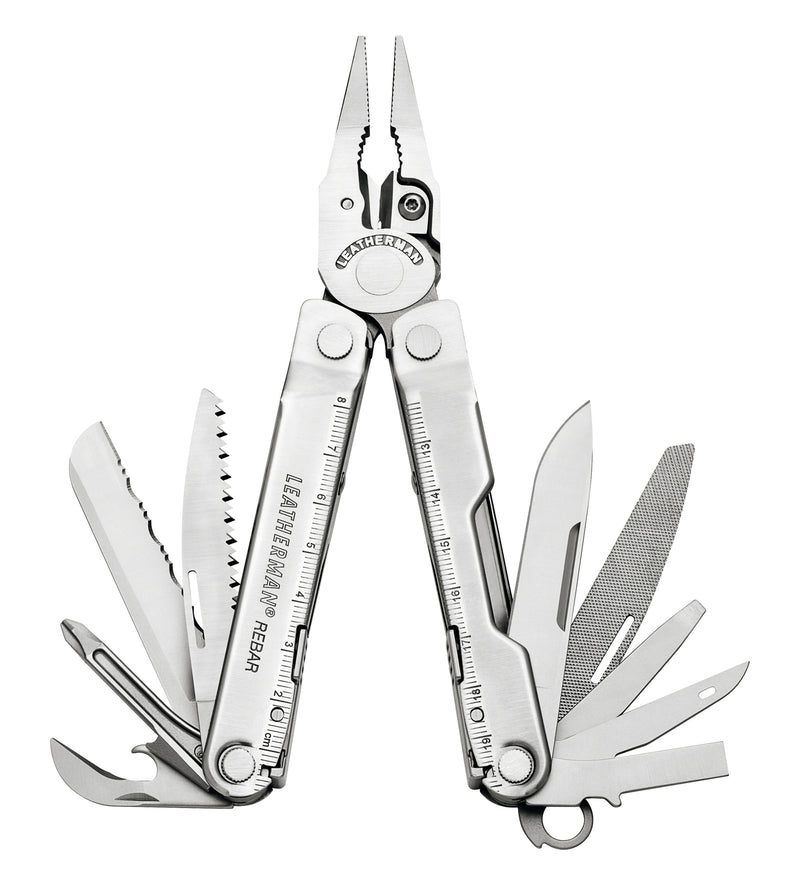 Stainless steel 17-in-1 multi-tool with pliers and folded blades