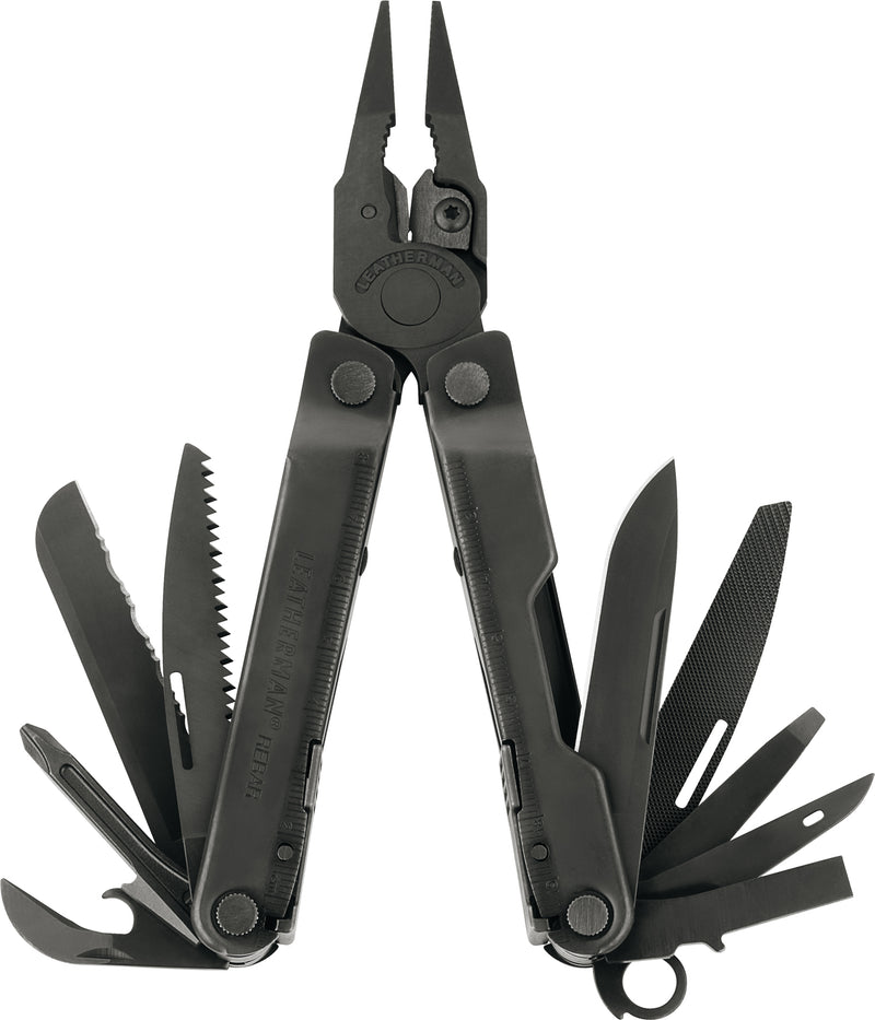 Black 17-in-1 multi-tool with pliers and folded blades