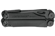 Leatherman Wave+ multi-tool in black, folded with tool handles and screws