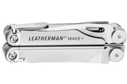 Leatherman Wave+ multi-tool in silver, folded with visible tools and screws