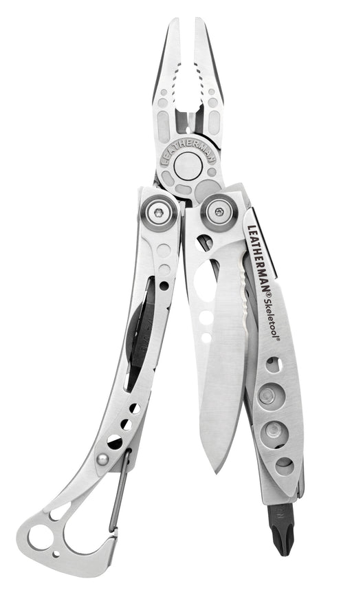 Leatherman SKELETOOL 7-in-1 multitool with open plier jaws and metal blades (stainless)