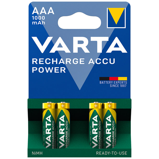 Varta Rechargeable AAA Ni-MH Battery - 1000mAh (4-Pack)