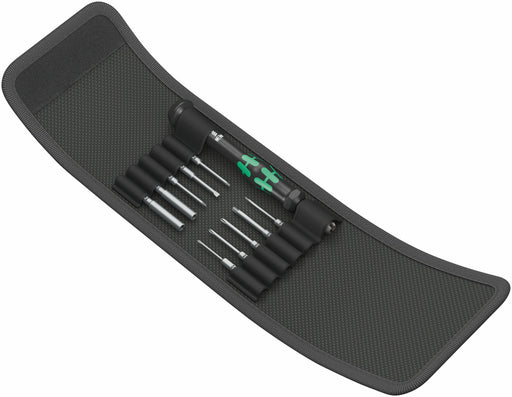Black case organizer with multiple micro screwdriver bits and driver handle