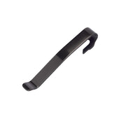 Quick-release pocket clip, black PVD metal with open hook tab