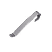 Quick-release pocket clip, silver stainless finish with open hook tab