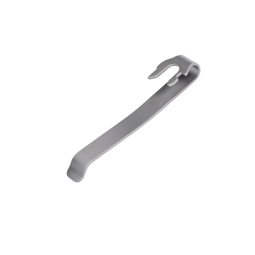 Quick-release pocket clip, stainless metal with open hook tab