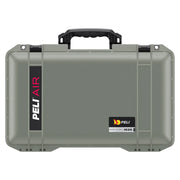 PELI Air 1535 hard case in sage green with molded carry handle and front label