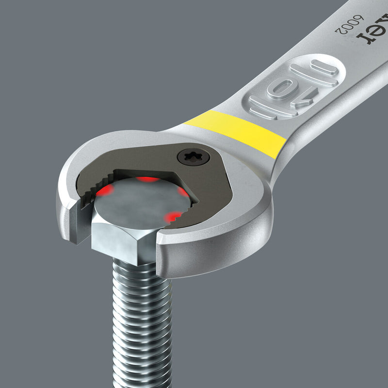 Wera Joker spanner with serrated jaws, ratchet head, and visible screw-drive bit