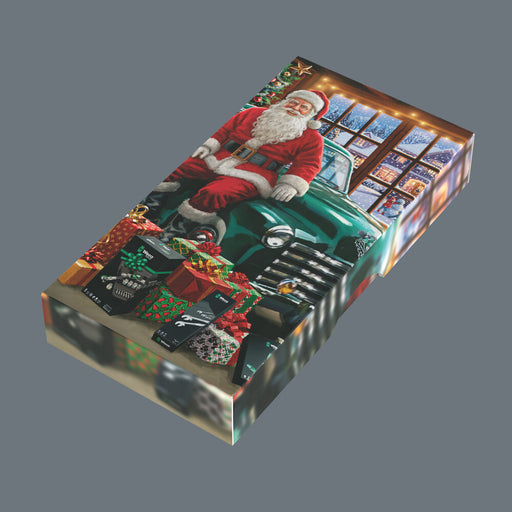 Christmas themed Wera tool set box with colorful Santa artwork and printed tools