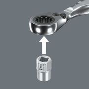 Ratchet wrench head with socket showing fit and alignment