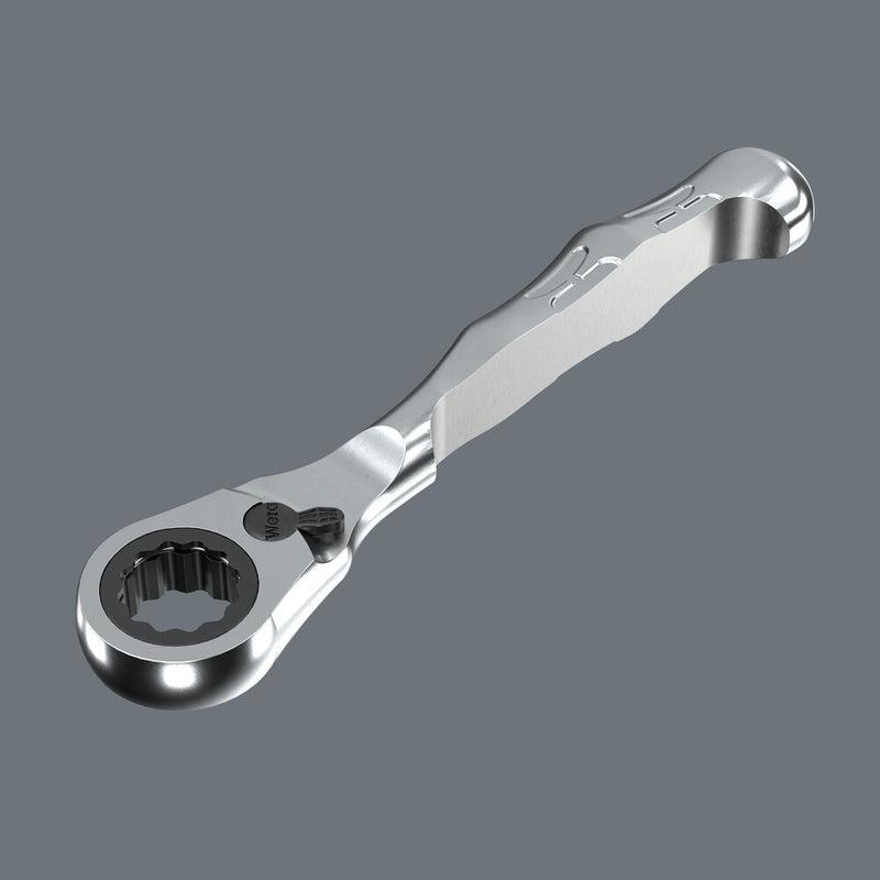 Compact ratchet wrench with reversible socket drive and chrome body