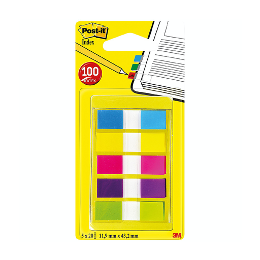 Post-it Small Index 12.5mm Assorted Pack of 100 - Theatre Supplies Group