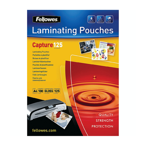 Fellowes A4 Capture Laminating Pouch 250 Micron - Theatre Supplies Group