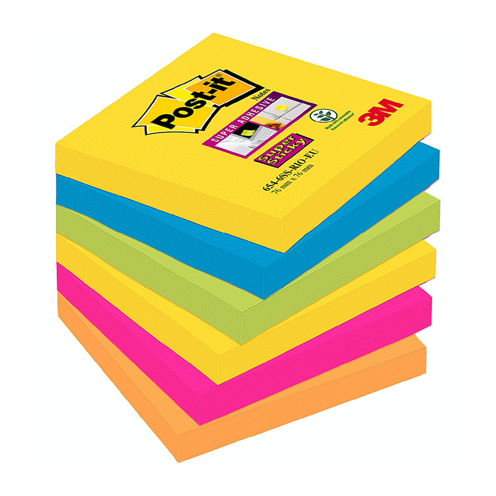 Post-it Super Sticky Notes, 76x76mm (Pack of 6 x 90 Notes) - Theatre Supplies Group