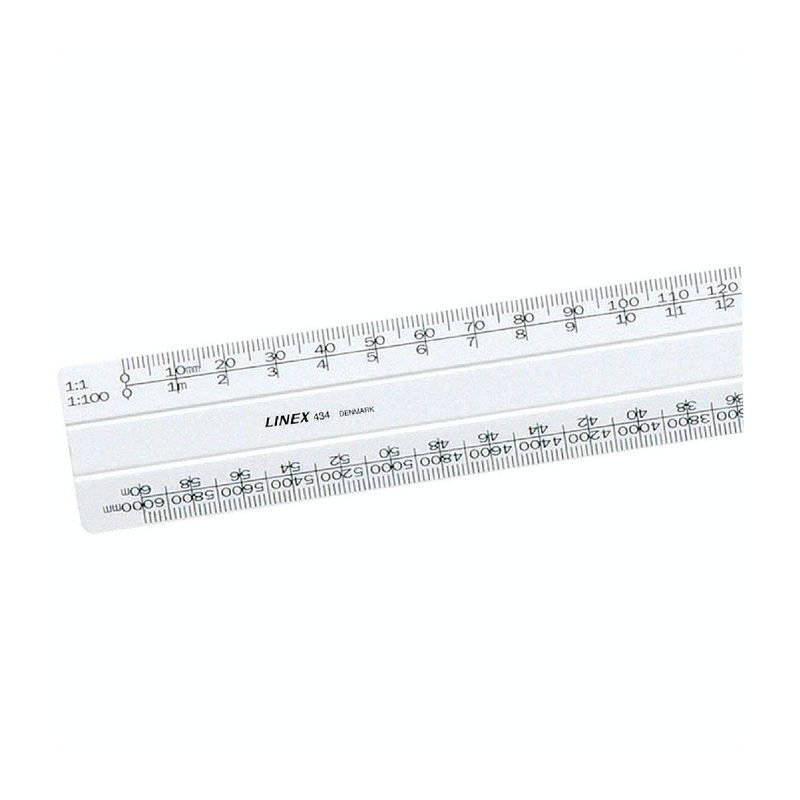Linex Flat Scale Ruler 1:1 1:20-500 30cm White - Theatre Supplies Group