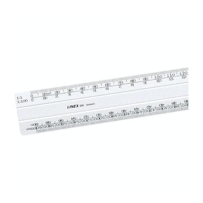Linex Flat Scale Ruler 1:1 1:20-500 30cm White - Theatre Supplies Group